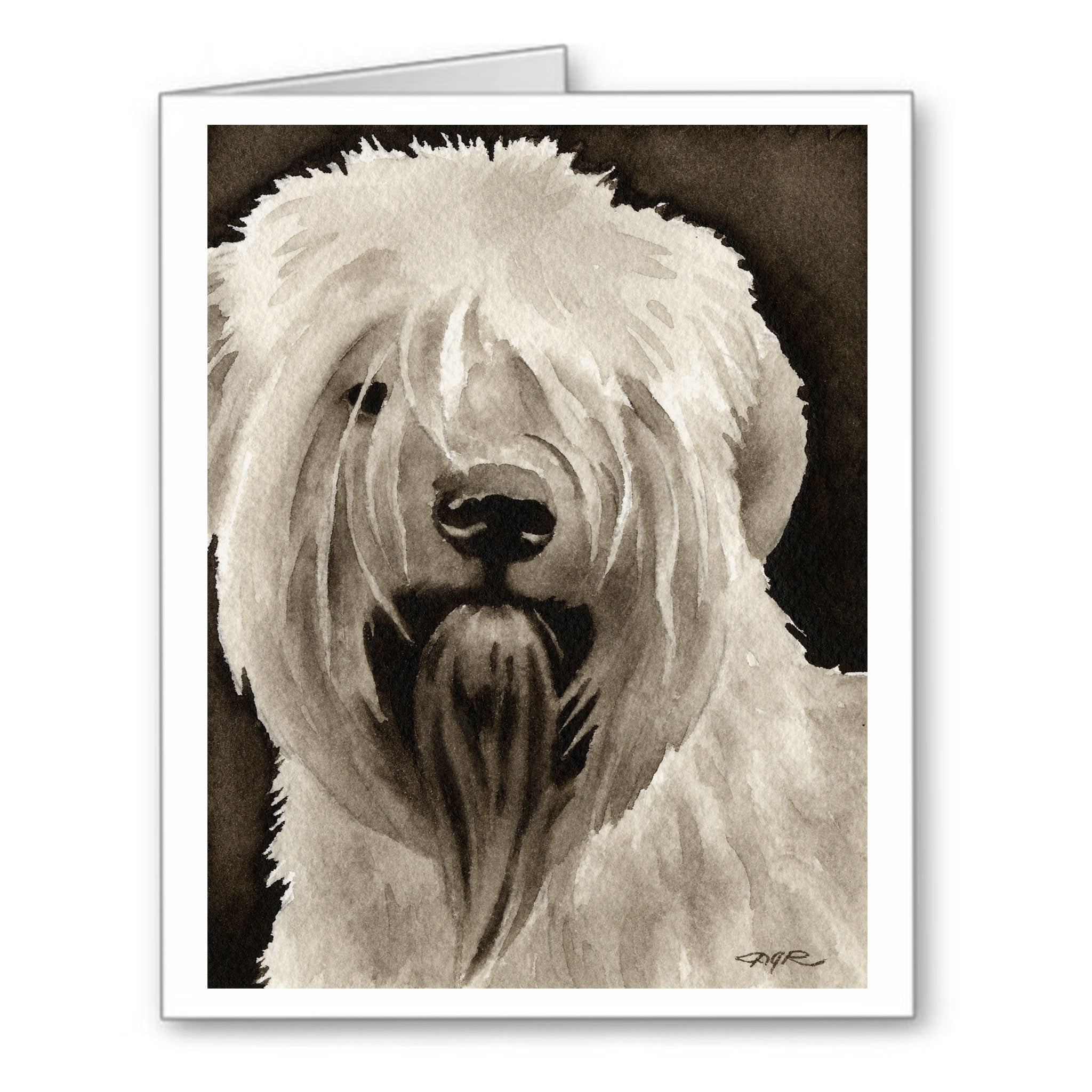 Soft Coated Wheaten Terrier Watercolor Note Card Art by Artist DJ Rogers