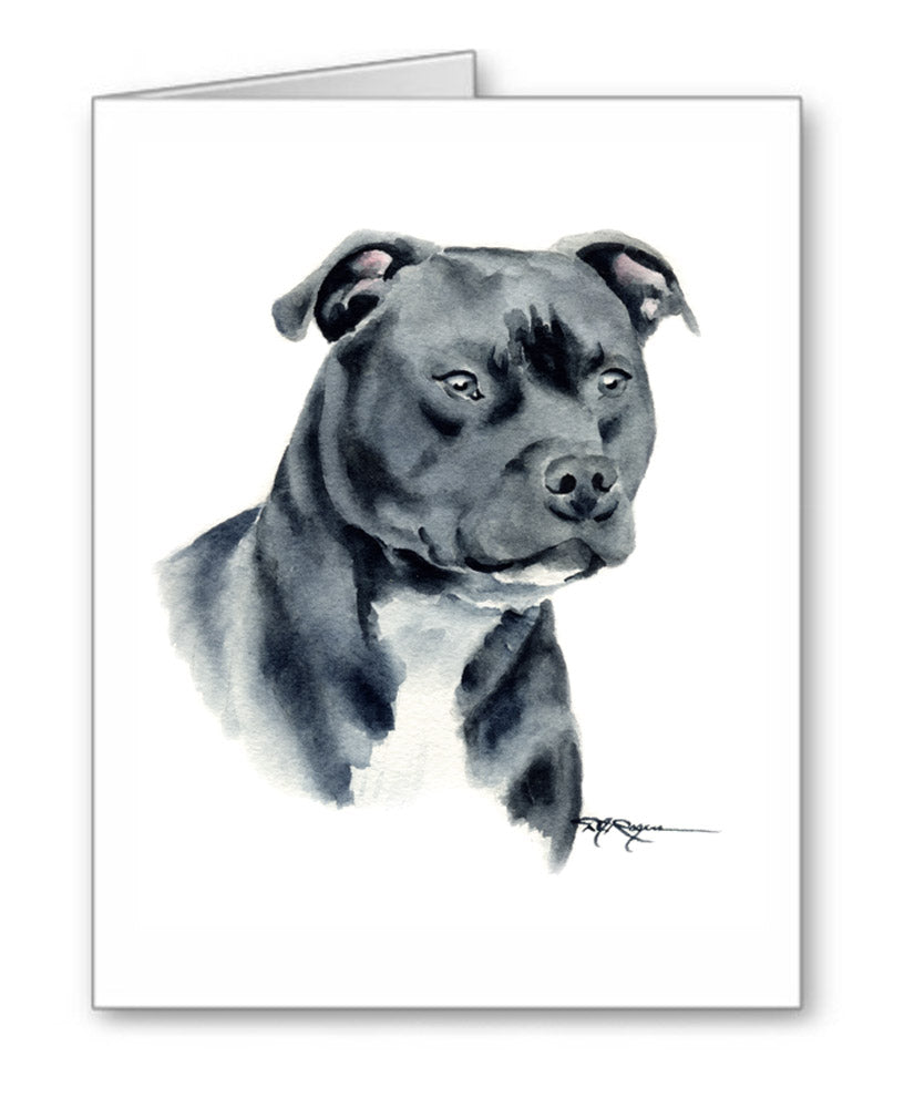 Staffordshire Terrier Watercolor Note Card Art by Artist DJ Rogers