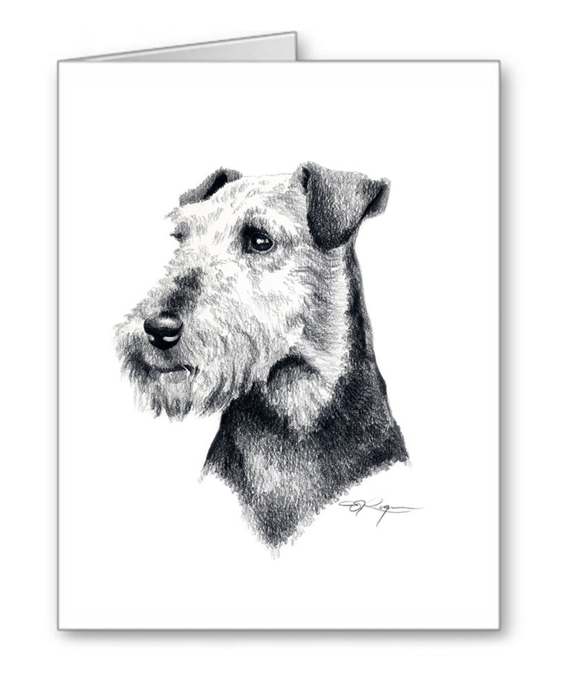 Welsh Terrier Pencil Note Card Art by Artist DJ Rogers