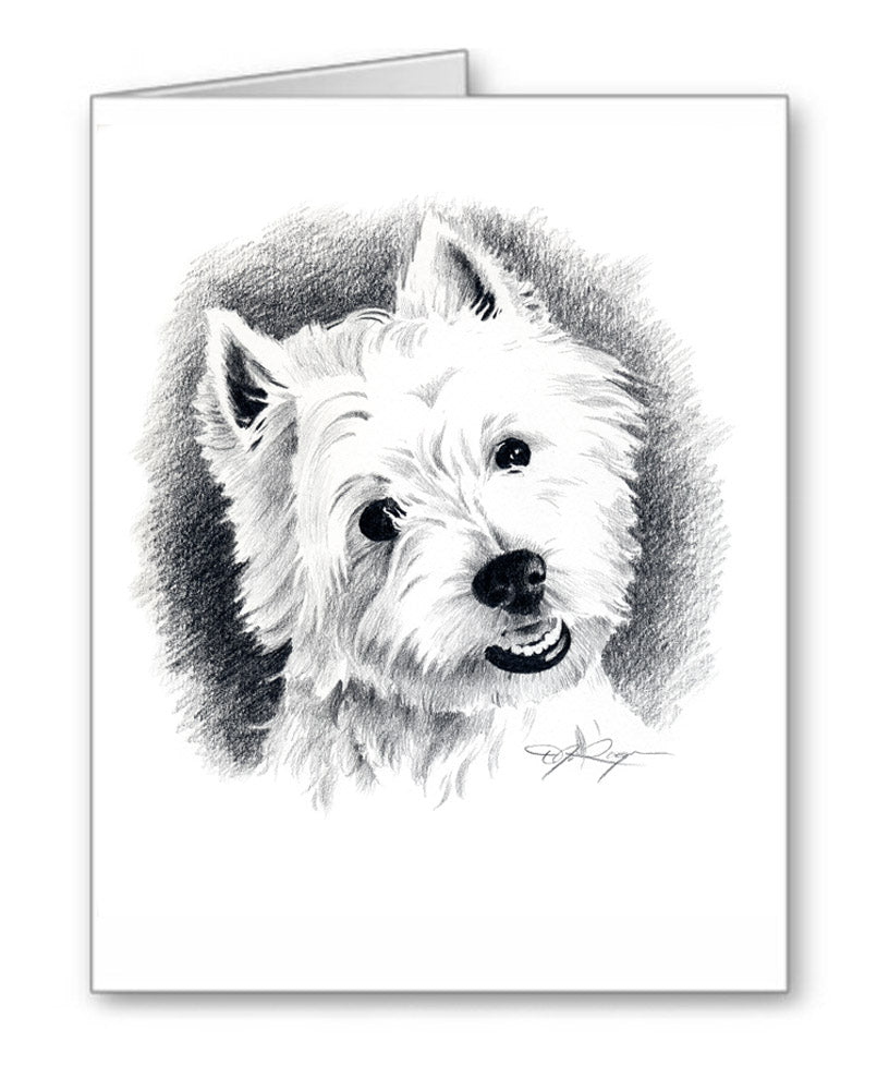 West Highland Terrier Pencil Note Card Art by Artist DJ Rogers