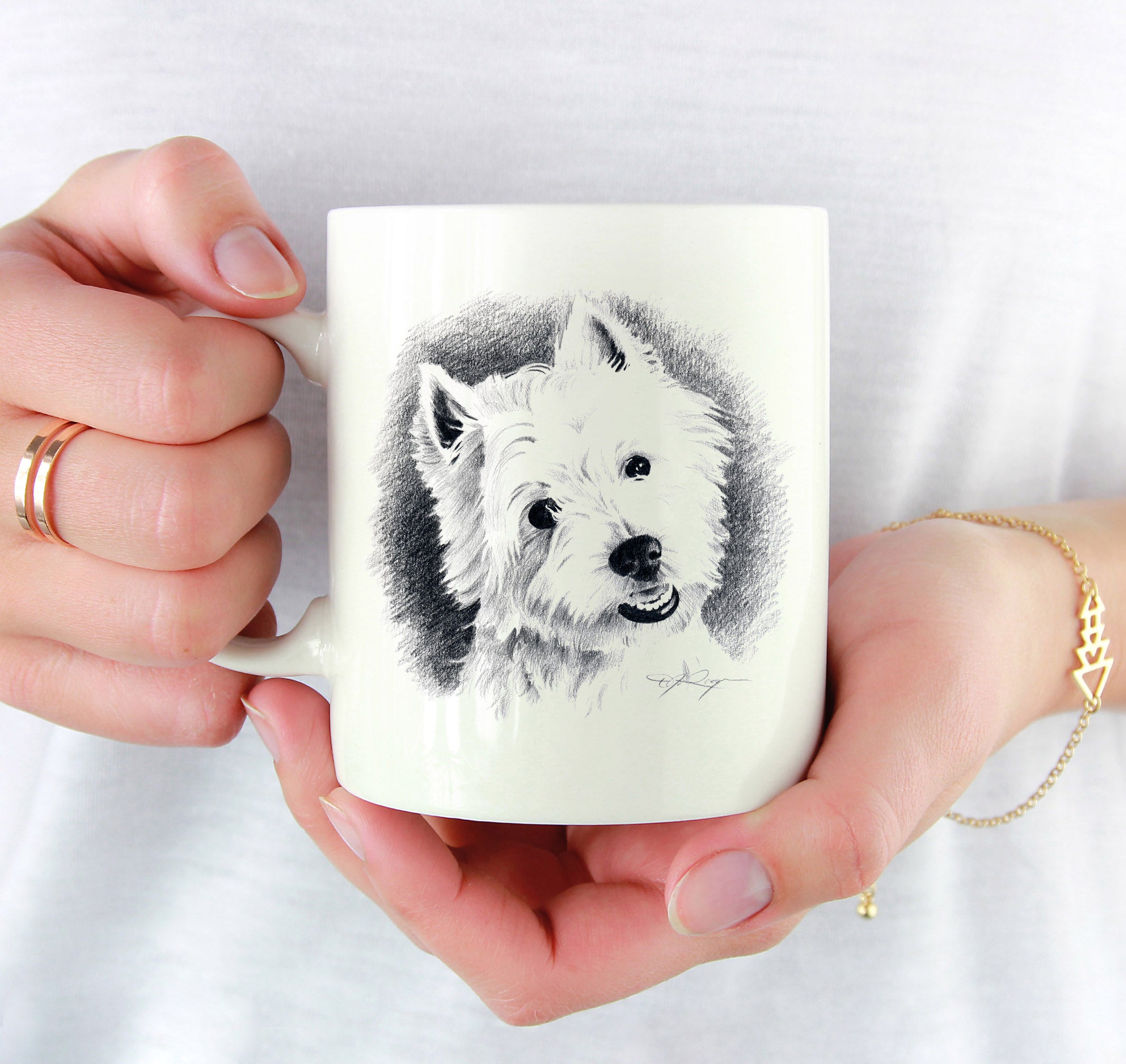 West Highland Terrier Pencil Mug Art by Artist DJ Rogers