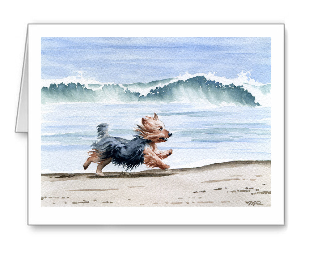 Yorkshire Terrier Watercolor Note Card Art by Artist DJ Rogers
