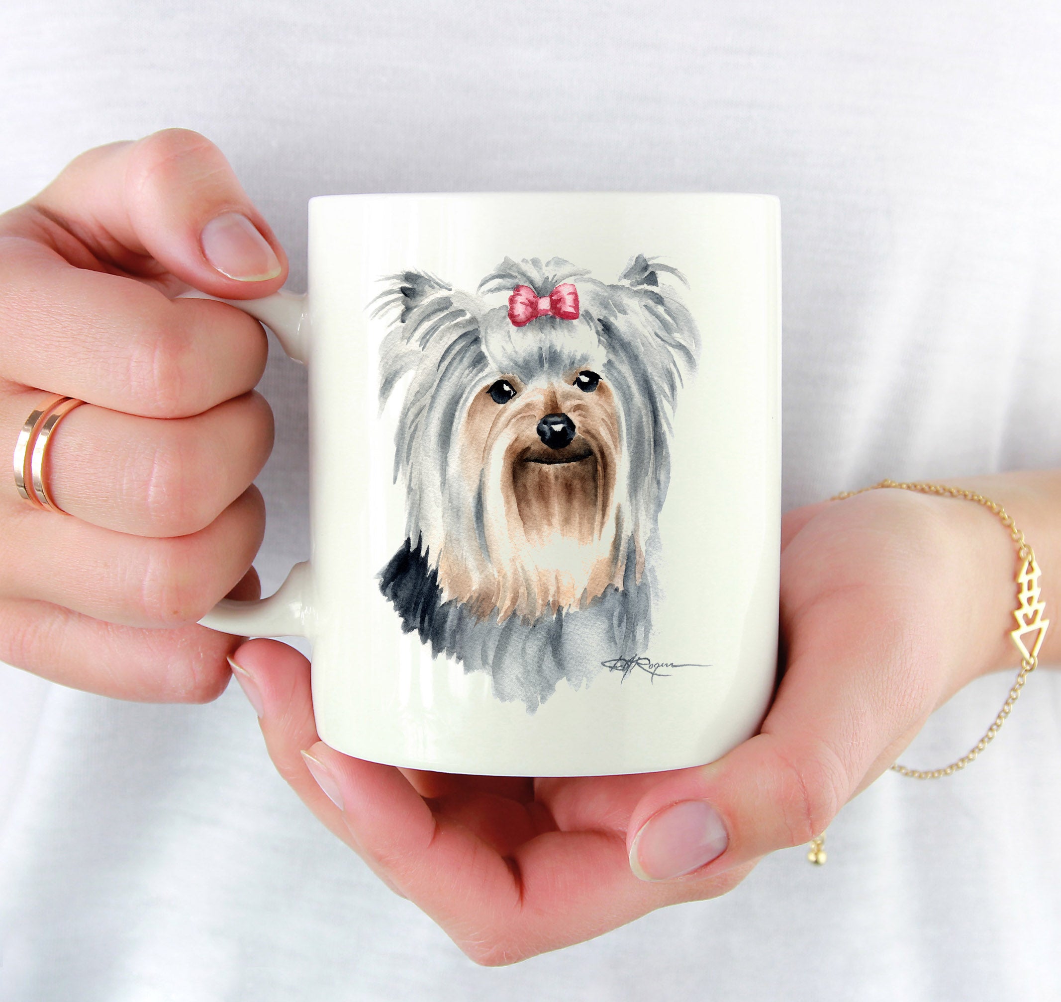 Yorkshire Terrier Watercolor Mug Art by Artist DJ Rogers